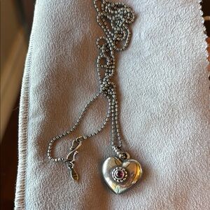 Pandora Silver and Pink Heart Necklace